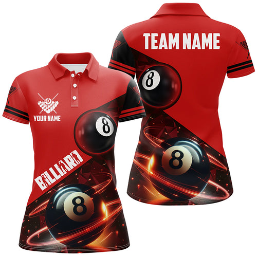 Red 8 Ball Pool Billiard Jersey For Women Custom Billiard Pool Shirts Team League Billiard Uniform TDM1812