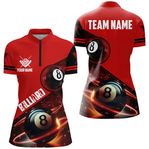 Red 8 Ball Pool Billiard Jersey For Women Custom Billiard Pool Shirts Team League Billiard Uniform TDM1812