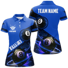 Load image into Gallery viewer, Blue 8 Ball Pool Billiard Jersey For Women Custom Billiard Pool Shirts Team League Billiard Uniform TDM1813