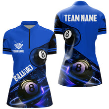 Load image into Gallery viewer, Blue 8 Ball Pool Billiard Jersey For Women Custom Billiard Pool Shirts Team League Billiard Uniform TDM1813