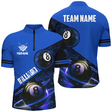 Load image into Gallery viewer, Blue 8 Ball Pool Billiard Jersey For Men Custom Billiard Pool Shirts Team League Billiard Uniform TDM1813