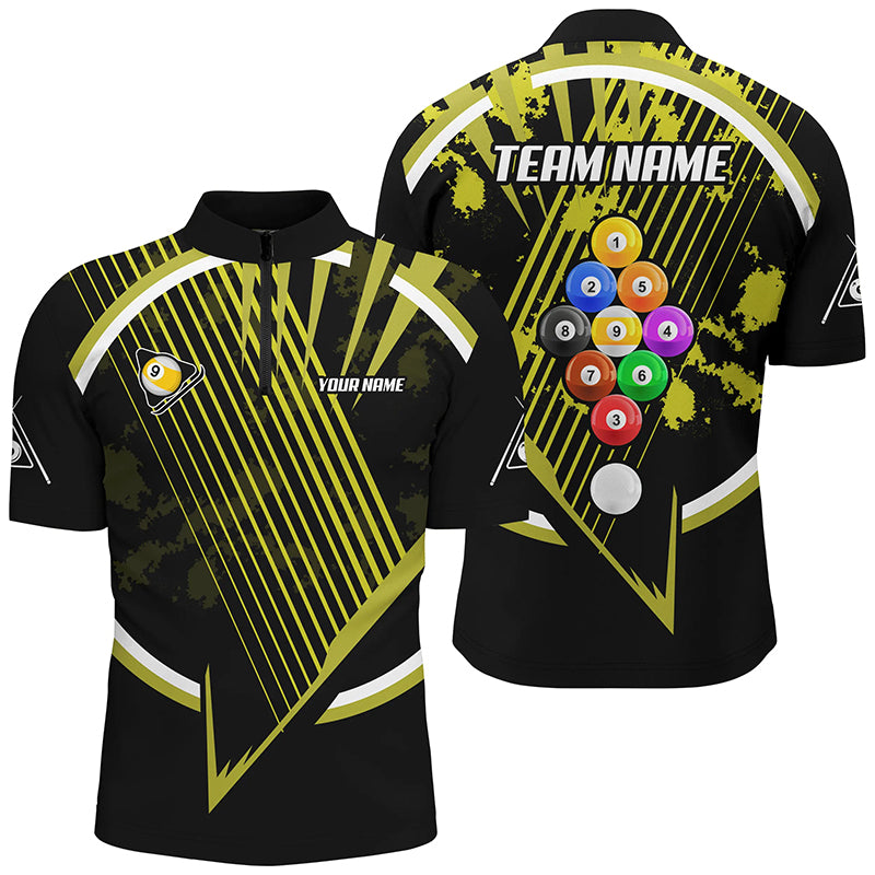 Personalized Billiard Ball 9 Tournament Sport Shirts For Men Custom Yellow 9 Ball Pool Team Jerseys TDM1814
