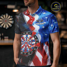 Load image into Gallery viewer, Personalized Watercolor American Flag Dart Shirts For Men Custom Patriotic Darts Team Jerseys TDM4192