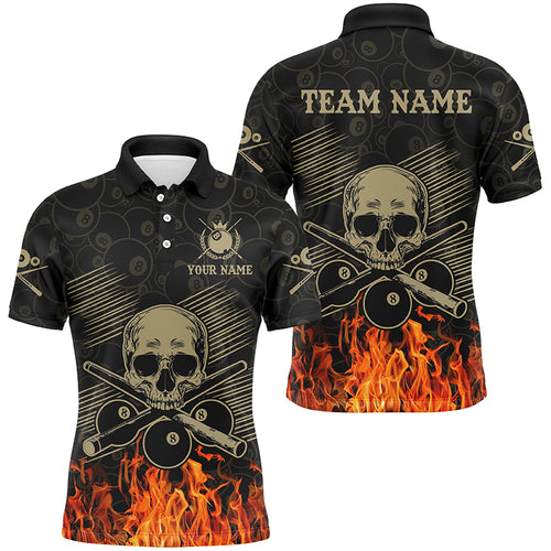 Personalized Skull 8 Ball Pool Billiard Shirts For Men Custom Fire Flame Billiard Clothing Jerseys TDM2226