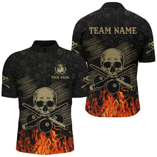 Load image into Gallery viewer, Personalized Skull 8 Ball Pool Billiard Shirts For Men Custom Fire Flame Billiard Clothing Jerseys TDM2226