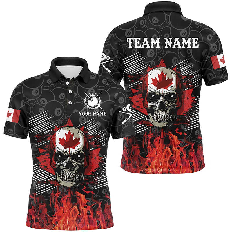 Retro Skull Canadian Flag Patriotic Custom Billiard Shirts For Men, 8 Ball Pattern Billiard Jerseys TDM2227