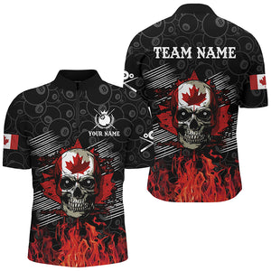 Retro Skull Canadian Flag Patriotic Custom Billiard Shirts For Men, 8 Ball Pattern Billiard Jerseys TDM2227