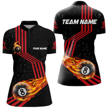 Load image into Gallery viewer, Personalized Ball 8 Fire Racing Road Billiard Jerseys For Women, Best Billiards Shirts For Team |Red TDM2486