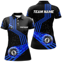 Load image into Gallery viewer, Personalized Ball 8 Fire Racing Road Billiard Jerseys For Women, Best Billiards Shirts For Team |Blue TDM2487