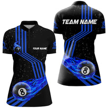 Load image into Gallery viewer, Personalized Ball 8 Fire Racing Road Billiard Jerseys For Women, Best Billiards Shirts For Team |Blue TDM2487