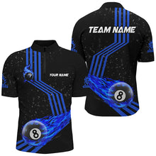 Load image into Gallery viewer, Personalized Ball 8 Fire Racing Road Billiard Jerseys For Men, Best Billiards Shirts For Team |Blue TDM2487