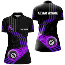 Load image into Gallery viewer, Personalized Ball 8 Fire Racing Road Billiard Jersey For Women Best Billiards Shirts For Team |Purple TDM2488