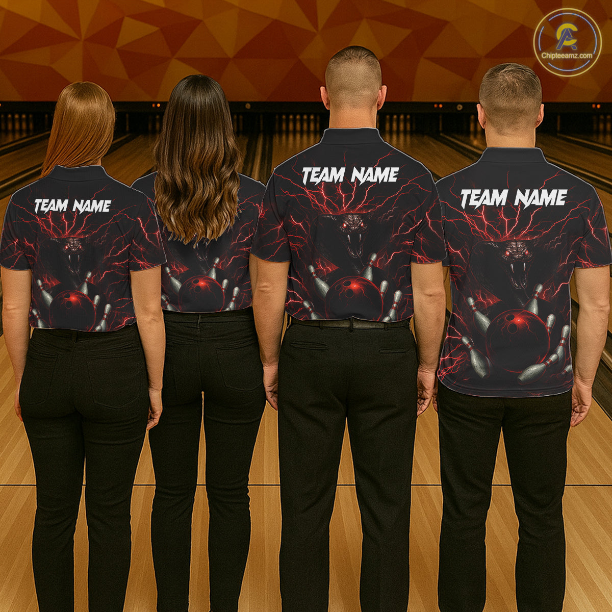 Personalized Red Lightning Thunder Cobra Snake Bowling Shirt For Women Custom Bowling Team Jersey TDM7497