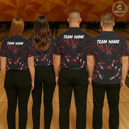 Personalized Red Lightning Thunder Cobra Snake Bowling Shirt For Women Custom Bowling Team Jersey TDM7497