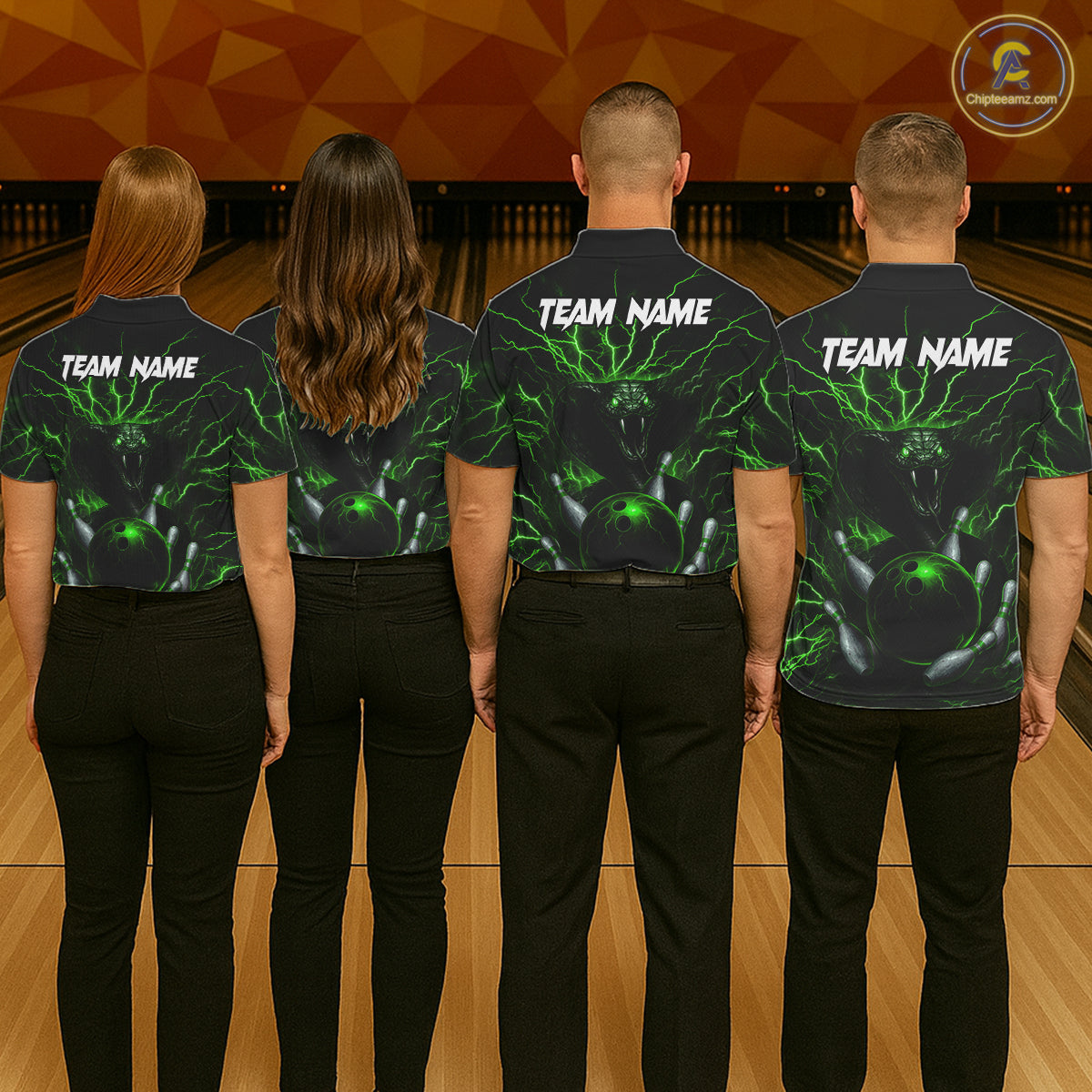 Personalized Green Lightning Thunder Cobra Snake Bowling Shirt For Men Custom Bowling Team Jersey TDM7498