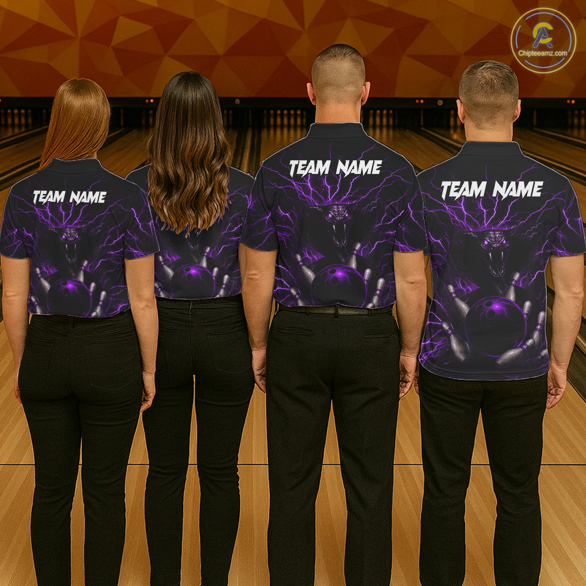Personalized Purple Lightning Thunder Cobra Snake Bowling Shirt For Men Custom Bowling Team Jersey TDM7499