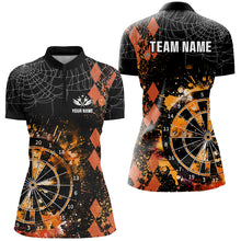 Load image into Gallery viewer, Orange Grunge Darts Board Argyle Pattern Custom Women Darts Shirts, Halloween Darts Team Jerseys TDM2732