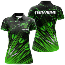 Load image into Gallery viewer, Green Dart Arrow Lightning Custom Darts Polo, Quarter-Zip Shirts For Women, Darts Jerseys Uniform TDM2975