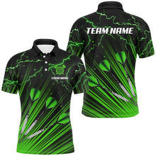 Load image into Gallery viewer, Green Dart Arrow Lightning Custom Darts Polo, Quarter-Zip Shirts For Men, Darts Jerseys Uniform TDM2975