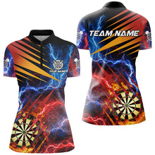 Load image into Gallery viewer, Blue And Red Thunder Lighting Custom Dart Shirts For Women, Fire Flame Darts Board Team Dart Jerseys TDM2979