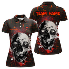 Load image into Gallery viewer, Personalized Red Crack Grunge Skull Women Billiard Shirts, Funny Billiard Shirts Pool Team Jerseys TDM3224