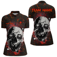 Load image into Gallery viewer, Personalized Red Crack Grunge Skull Women Billiard Shirts, Funny Billiard Shirts Pool Team Jerseys TDM3224