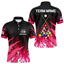 Load image into Gallery viewer, Custom Pink And Black Billiard Polo &amp; Quarter Zip For Men, 3D Billiard Team Shirts Pool Jerseys TDM3225