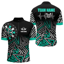 Load image into Gallery viewer, Personalized Darts Heartbeat Zig-Zag Pattern Custom Dart Shirts For Men, Dart Jerseys | Turquoise TDM3229