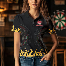 Load image into Gallery viewer, Personalized Fire Funny Skull Darts Polo &amp; Quarter Zip Custom Women Darts Shirts Cool Dart Jerseys TDM3425