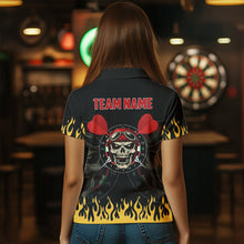 Load image into Gallery viewer, Personalized Fire Funny Skull Darts Polo &amp; Quarter Zip Custom Women Darts Shirts Cool Dart Jerseys TDM3425