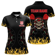 Load image into Gallery viewer, Personalized Fire Funny Skull Darts Polo &amp; Quarter Zip Custom Women Darts Shirts Cool Dart Jerseys TDM3425