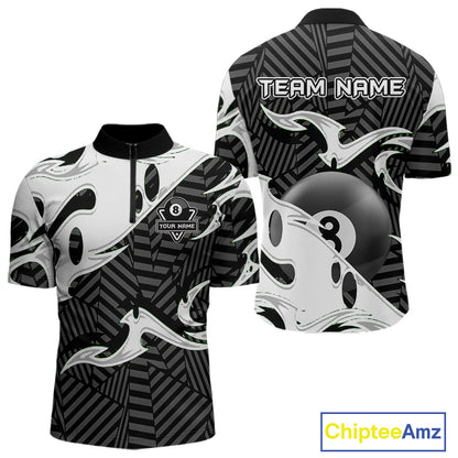 Personalized White Black 3D 8 Ball Billiards Pool Shirts For Men Custom Billiard Team Jerseys TDM5722