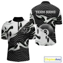 Load image into Gallery viewer, Personalized White Black 3D 8 Ball Billiards Pool Shirts For Men Custom Billiard Team Jerseys TDM5722