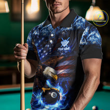 Load image into Gallery viewer, Blue Flaming Eagle 8 Ball Pool Billiard Shirt For Men Custom American Flag Billiard Team Jersey TDM5727