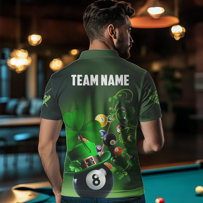 Green Luckiest Shamrock 3D Billiard Balls Pool Shirts For Men Custom St Patrick Day Billiard Jersey TDM3569