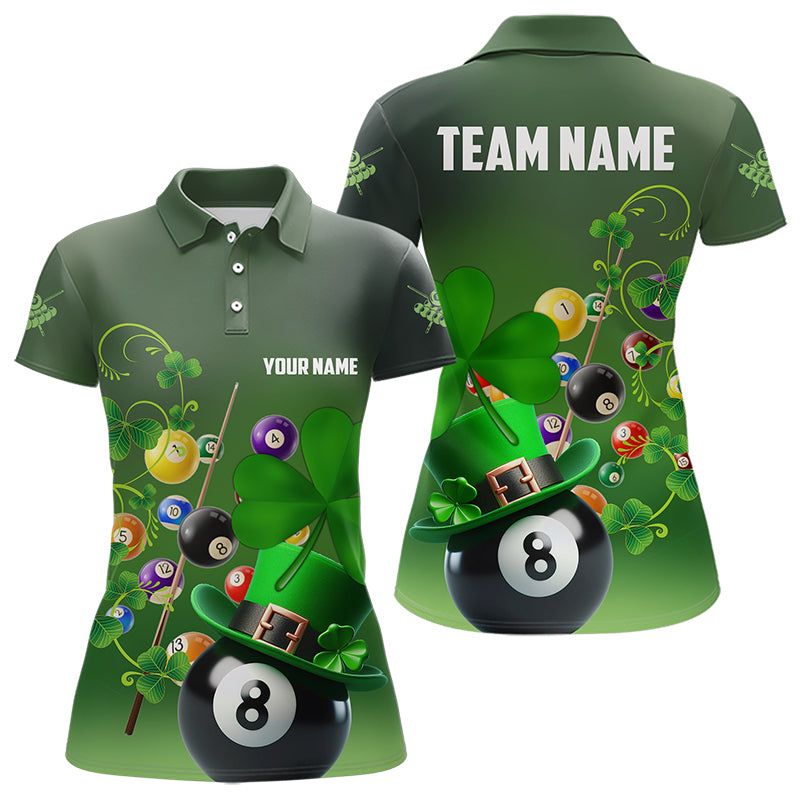 Green Luckiest Shamrock 3D Billiard Balls Pool Shirts For Women Custom St Patrick Day Billiard Jersey TDM3569