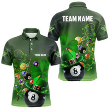 Load image into Gallery viewer, Green Luckiest Shamrock 3D Billiard Balls Pool Shirts For Men Custom St Patrick Day Billiard Jersey TDM3569