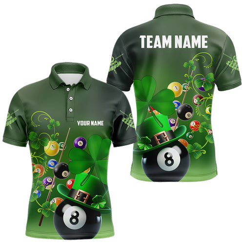 Green Luckiest Shamrock 3D Billiard Balls Pool Shirts For Men Custom St Patrick Day Billiard Jersey TDM3569