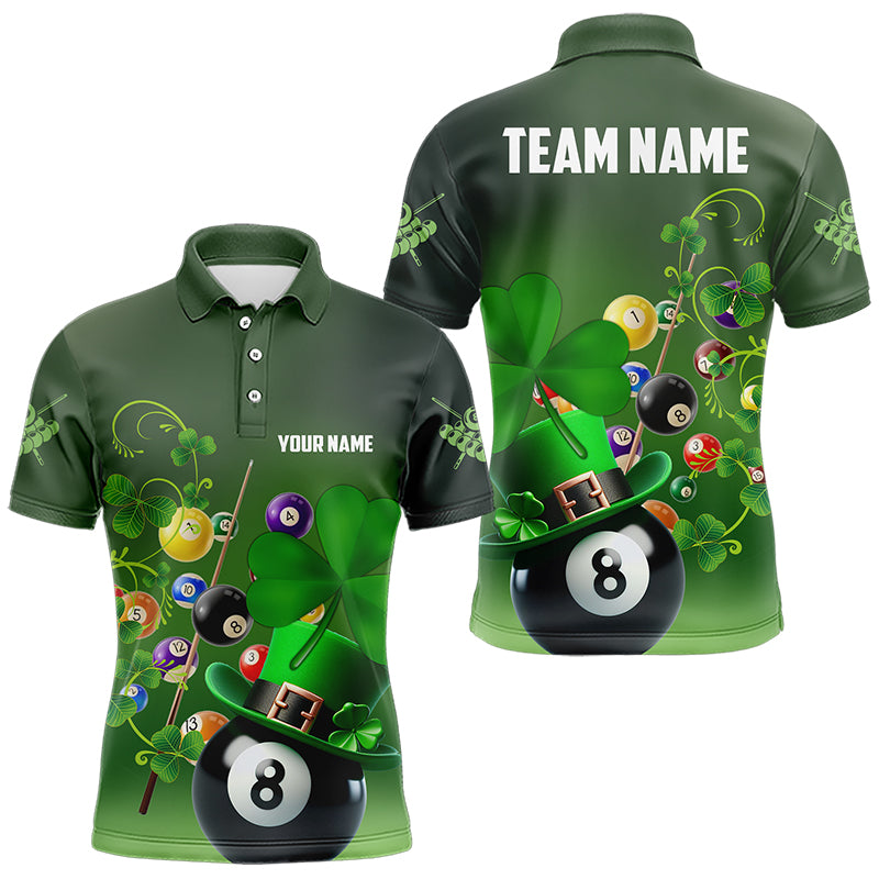 Green Luckiest Shamrock 3D Billiard Balls Pool Shirts For Men Custom St Patrick Day Billiard Jersey TDM3569