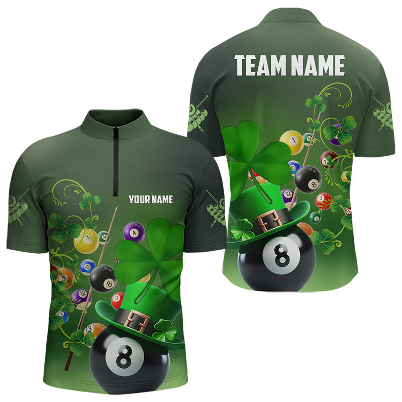 Green Luckiest Shamrock 3D Billiard Balls Pool Shirts For Men Custom St Patrick Day Billiard Jersey TDM3569