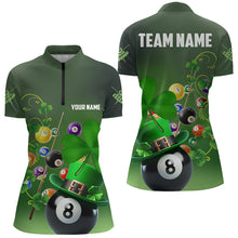 Load image into Gallery viewer, Green Luckiest Shamrock 3D Billiard Balls Pool Shirts For Women Custom St Patrick Day Billiard Jersey TDM3569