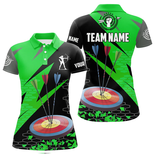 Personalized Archery Arrows 3d Polo Shirts For Women Custom Hunting Bow Archery Jerseys Shirts |Green TDM1237
