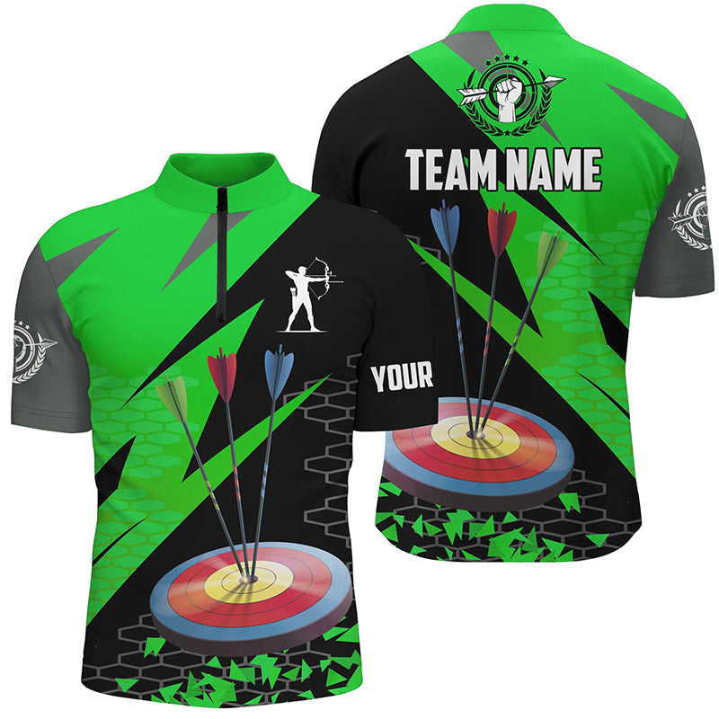 Personalized Archery Arrows 3d Men Quarter-Zip Shirts, Hunting Bow Archery Jerseys Shirts |Green TDM1237