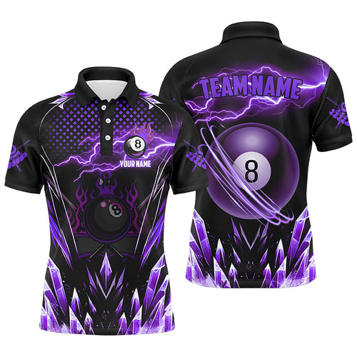 Personalized Purple Icy Lightning 8 Ball Pool Men Polo Shirts Custom Billiard Team League Jersey TDM1444