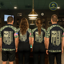 Load image into Gallery viewer, Personalized Green Camo US Flag Billiard Shirt For Women Custom Pool Team Jersey Polo &amp; 1/4 Zip TDM6337
