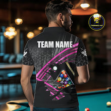 Load image into Gallery viewer, Personalized Billiard Shirts For Men Custom 8 Ball Pool Team Jersey Polo &amp; Quarter Zip | Pink TDM6339