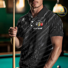 Load image into Gallery viewer, Black US Flag 9 Ball Pool Wings Billiard Shirt For Men Custom Billiard Team Jersey Polo &amp; 1/4 Zip TDM6340
