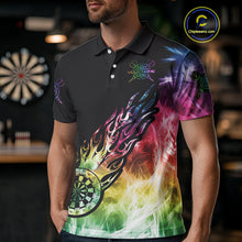 Load image into Gallery viewer, Rainbow Colorful Light Icy Men Darts Polo &amp; Quarter Zip Custom Dart Shirts For Team Dart Jerseys TDM3996