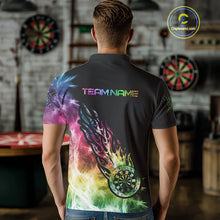 Load image into Gallery viewer, Rainbow Colorful Light Icy Men Darts Polo &amp; Quarter Zip Custom Dart Shirts For Team Dart Jerseys TDM3996