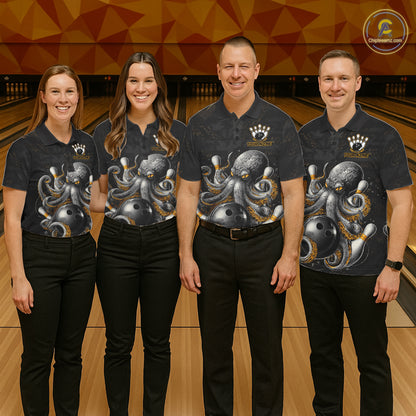 Personalized Funny Octopus Bowling Jersey For Men Custom Bowling Team Shirts Polo & Quarter Zip TDM6518